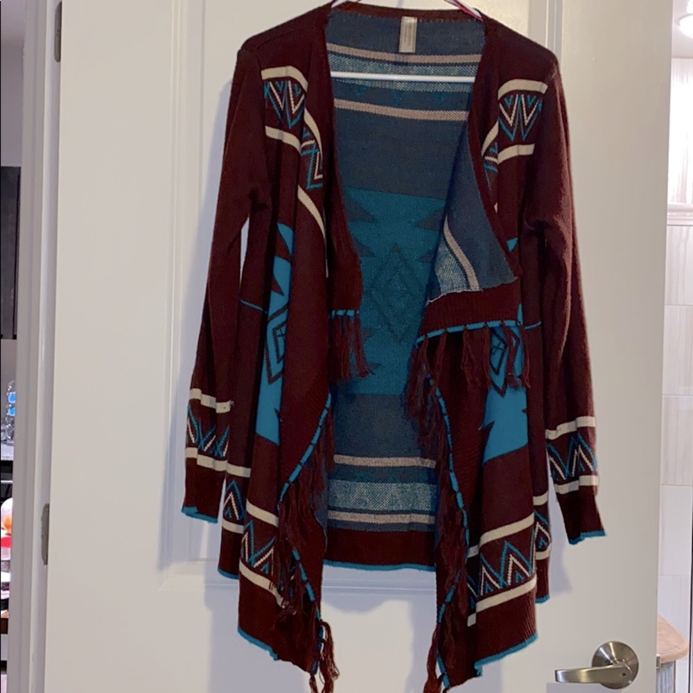 Aztec Cardigan with Fringe